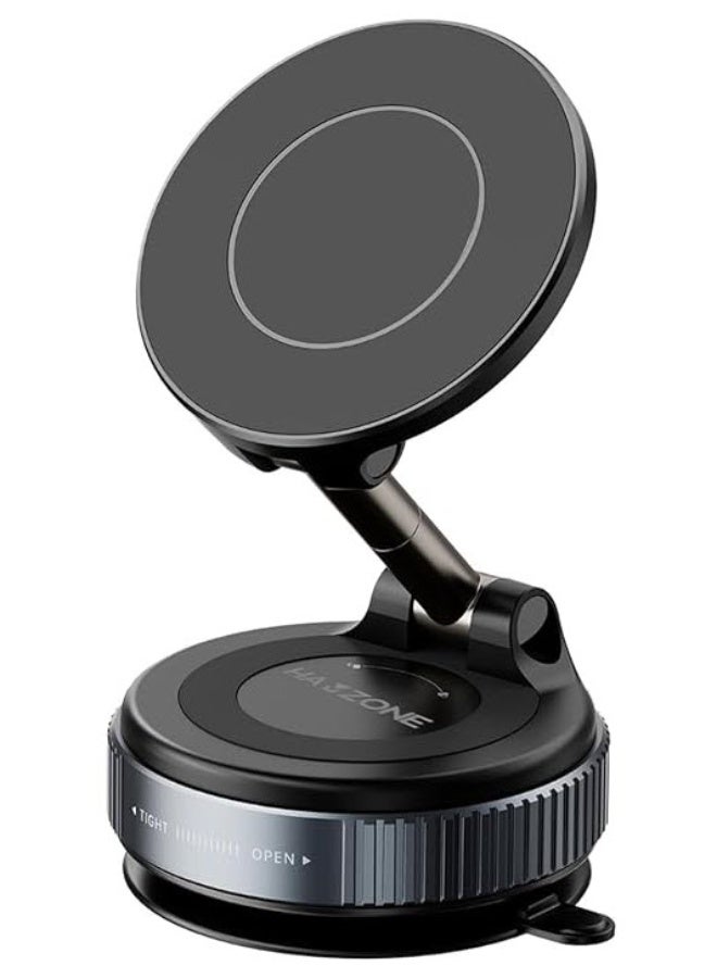 هامزون حامل هاتف مغناطيسي للسيارة، قابل للدوران 360 درجة وقابل للطي، مزود بكوب شفط وحلقة مغناطيسية، حامل هاتف صغير للسيارة مع حلقة مغناطيسية، للسيارة/المكتب/المرآة والأسطح الملساء الأخرى - Image 1